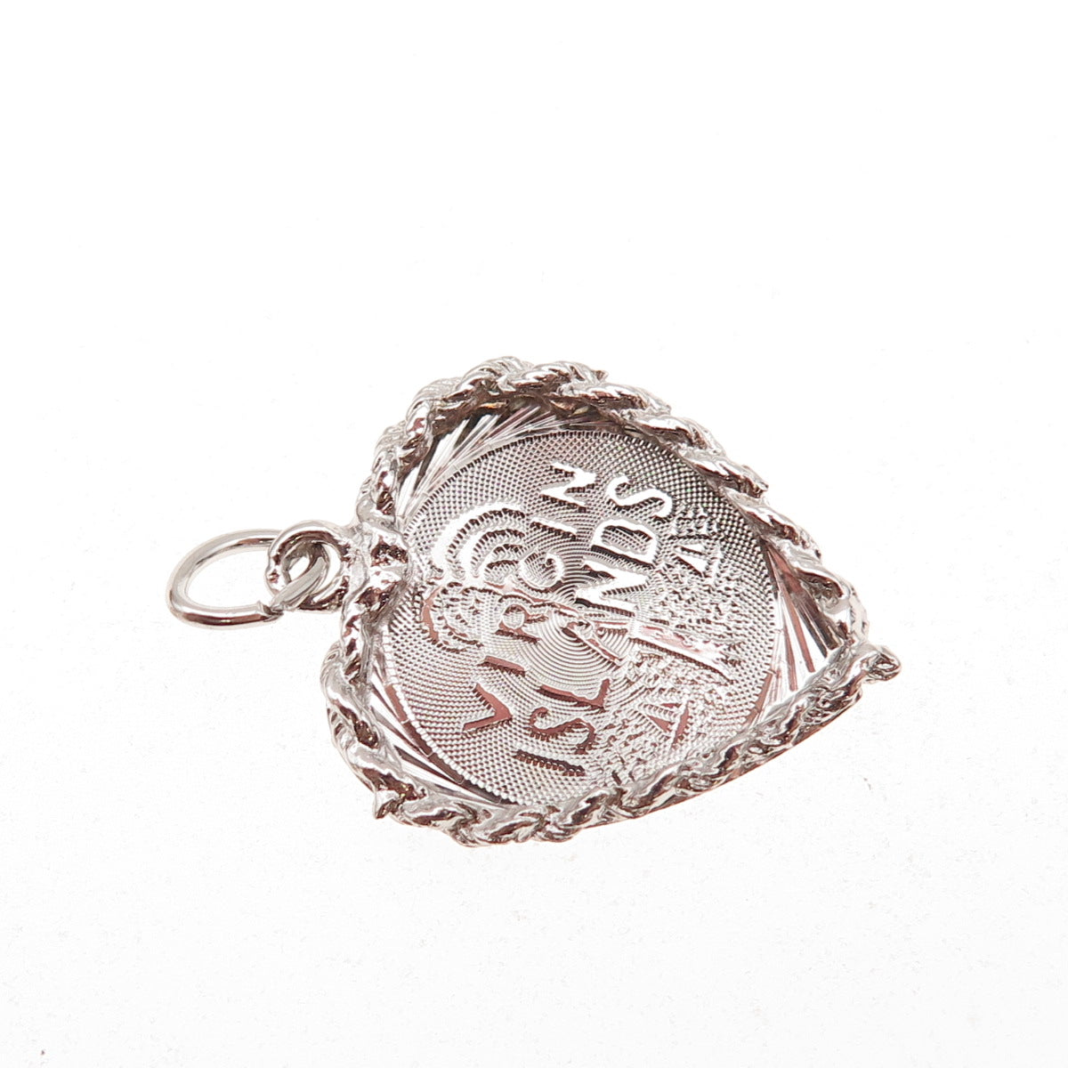 Crea 925 Sterling Silver Vintage Virgin Islands Heart Charm Pendant
