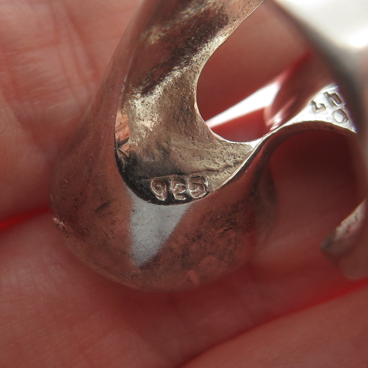 925 Sterling Silver Vintage Mexico Modernist Wavy Oxidized Ring Size 5.5