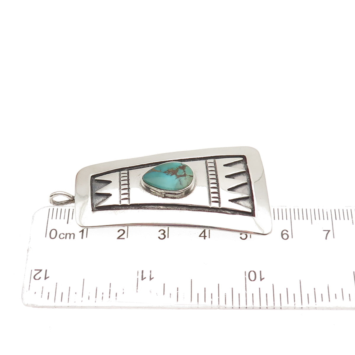 Old Pawn 925 Sterling Silver Vintage Southwestern Turquoise Tribal Pendant