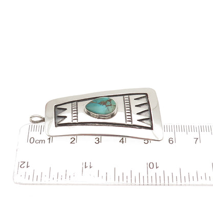 Old Pawn 925 Sterling Silver Vintage Southwestern Turquoise Tribal Pendant