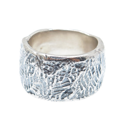 BRIM BITER 925 Sterling Silver Vintage Modernist Oxidized Band Ring Size 6
