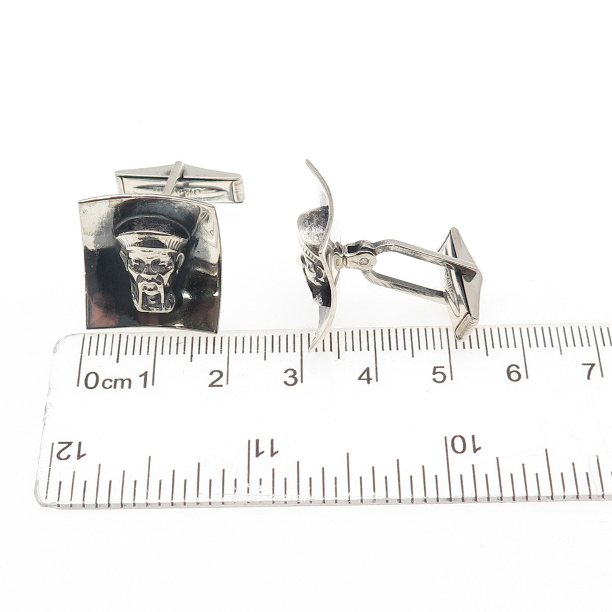 925 Sterling Silver Vintage Chinese King Oxidized Cufflinks