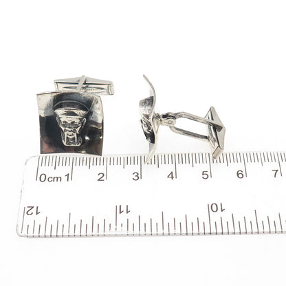925 Sterling Silver Vintage Chinese King Oxidized Cufflinks