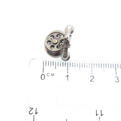 925 Sterling Silver Antique "I Love You" Rotary Telephone Minimalist Pendant