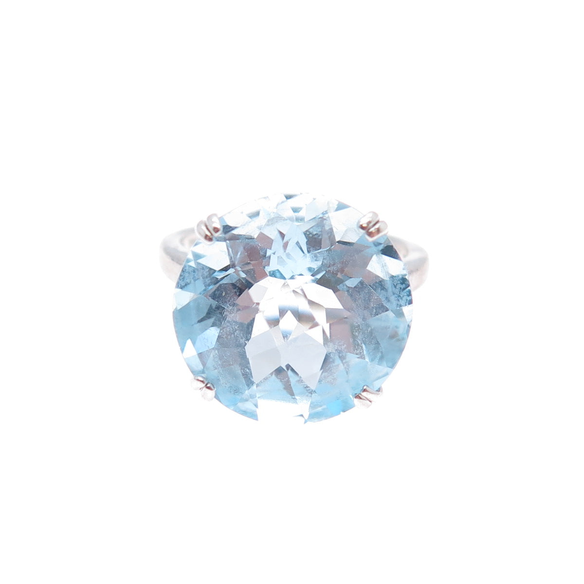 DBJ DEE BERKLE 925 Sterling Silver Real Round-Cut Blue Topaz Ring Size 6.25