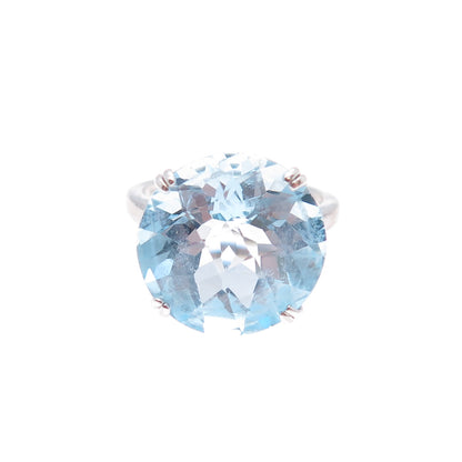 DBJ DEE BERKLE 925 Sterling Silver Real Round-Cut Blue Topaz Ring Size 6.25