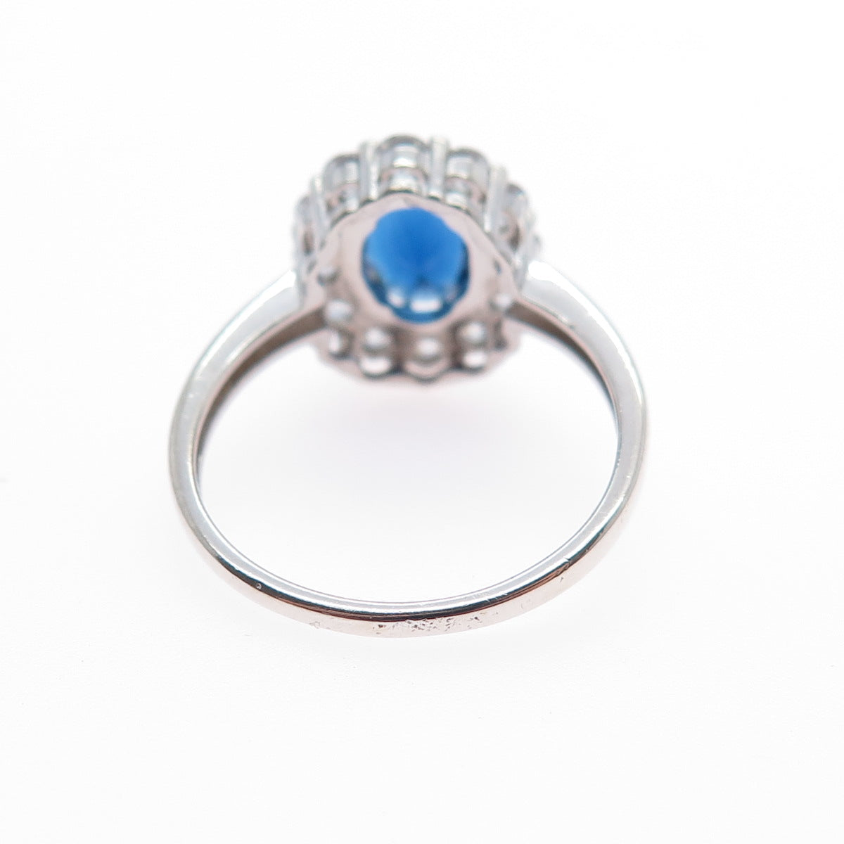 925 Sterling Silver Vintage Lab-Created Sapphire & C Z Ring Size 6.75