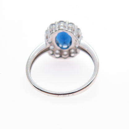 925 Sterling Silver Vintage Lab-Created Sapphire & C Z Ring Size 6.75