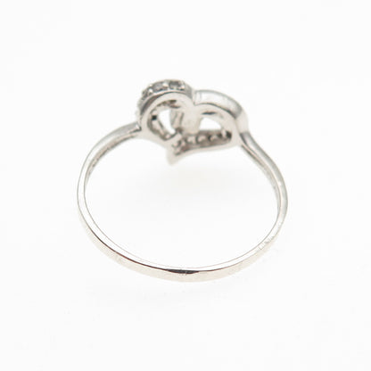 925 Sterling Silver Round-Cut C Z Heart Ring Size 8.75