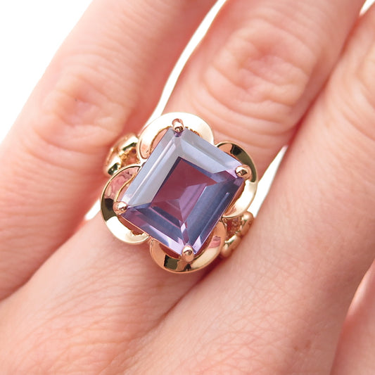 Ross Simons 925 Sterling Gold Plated Lab-Created Peacock Sapphire Ring Size 5