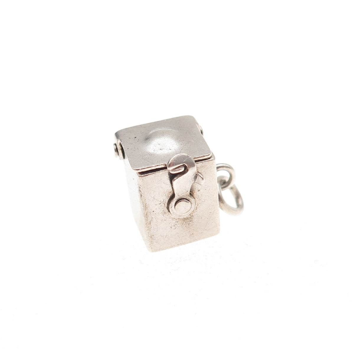 925 Sterling Silver Antique Art Deco Jack in the Box Oxidized Open Charm Pendant