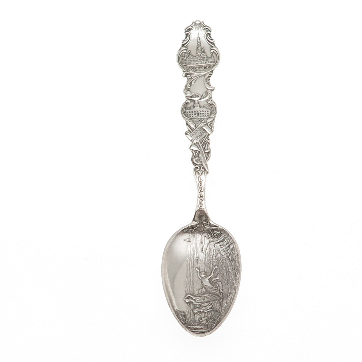 Simons 925 Sterling Silver Antique Art Deco Penn Treaty Lenape Coffee Spoon #389