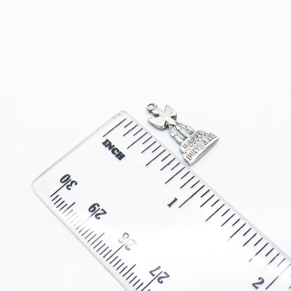 925 Sterling Silver Vintage Creed "Happy Birthday" Holy Ghost Pendant