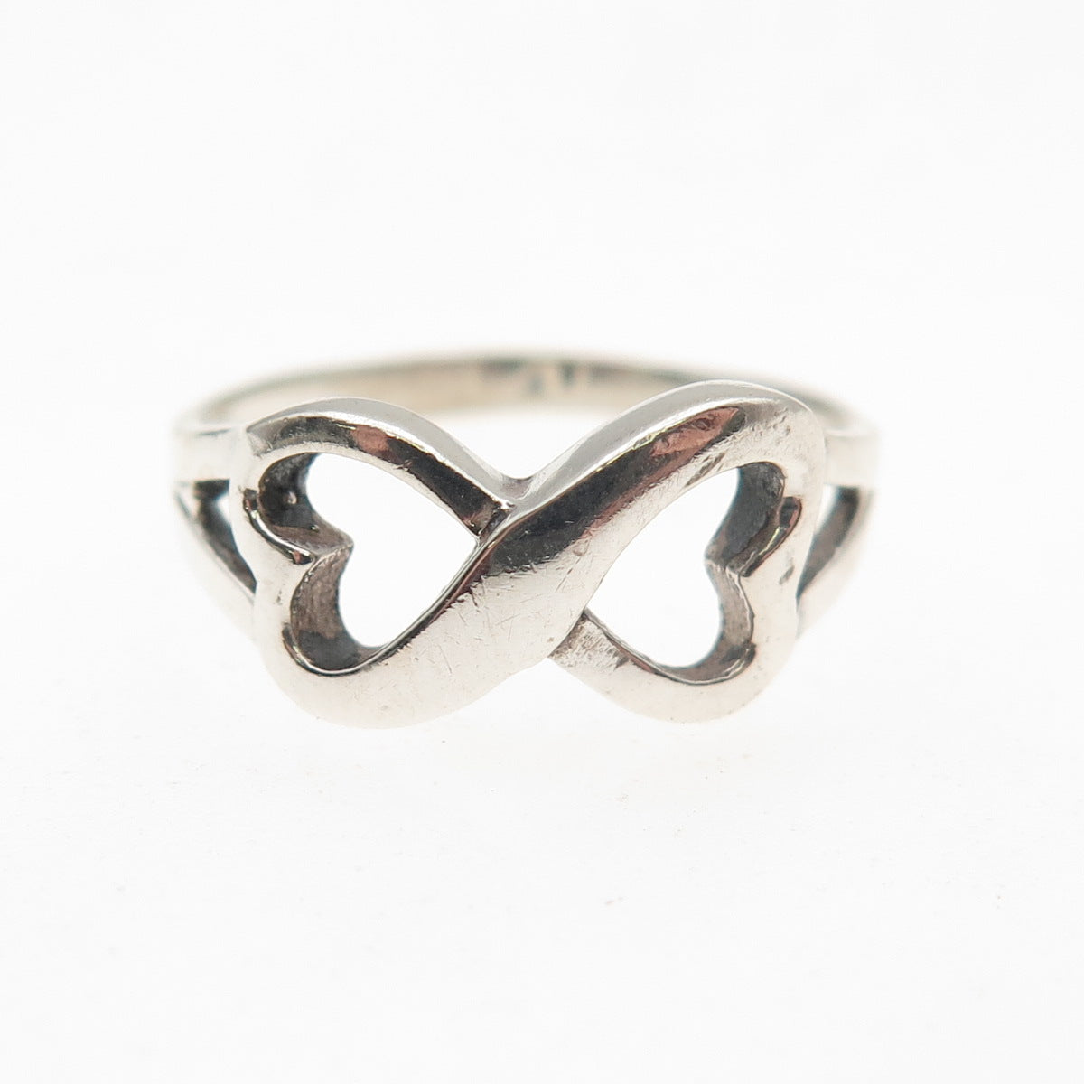 925 Sterling Silver Vintage Infinity Heart Oxidized Ring Size 5.25