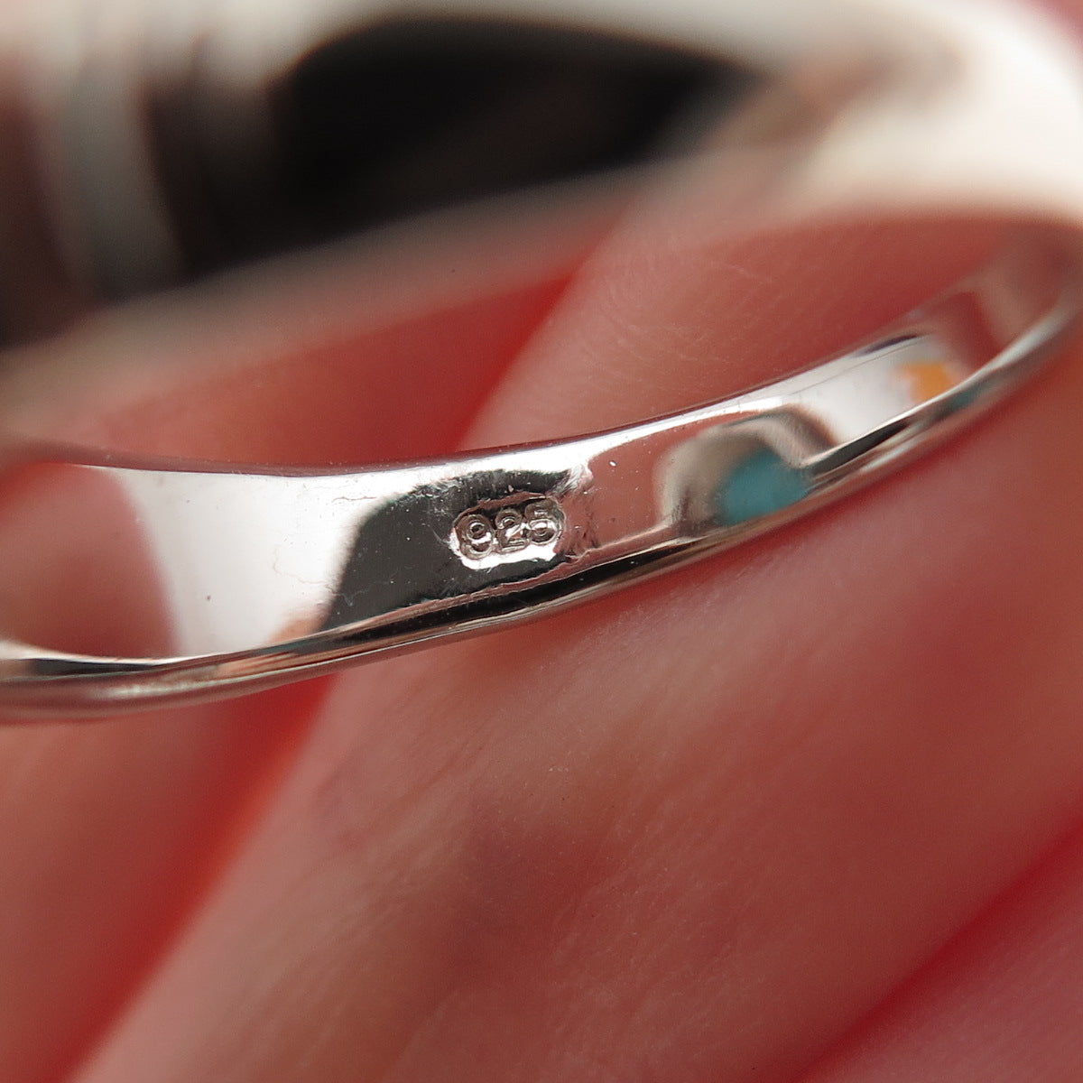 925 Sterling Silver Real Cabochon Tyrone Turquoise Ring Size 8