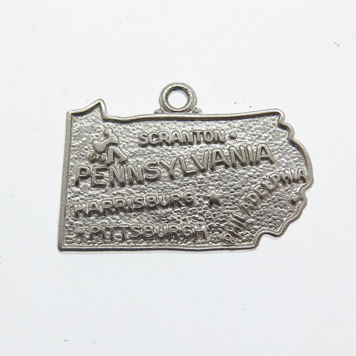 WELLS 925 Sterling Silver Vintage "Pennsylvania" State Map Pendant