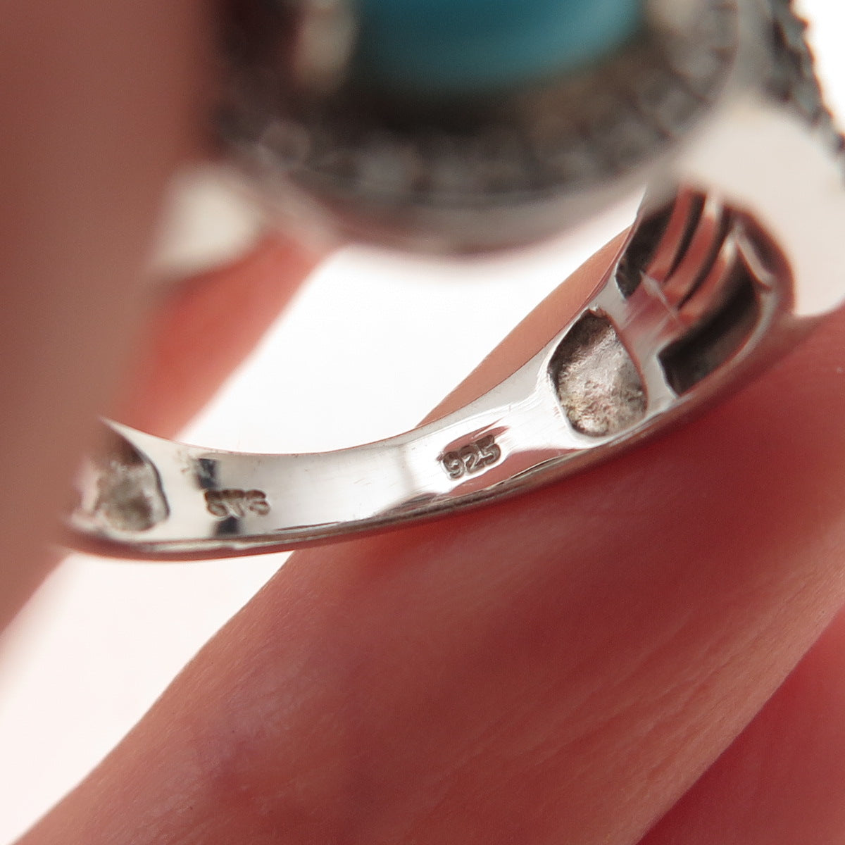Chuck Clemency 925 Sterling Silver Real Turquoise Topaz & Spinel Ring Size 8.25