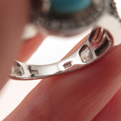 Chuck Clemency 925 Sterling Silver Real Turquoise Topaz & Spinel Ring Size 8.25