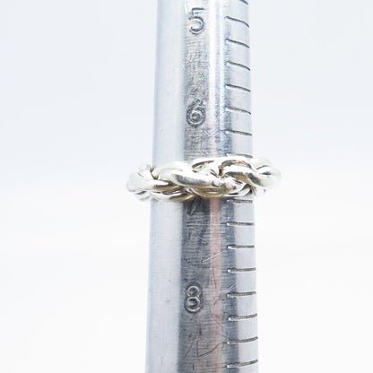 925 Sterling Silver Vintage Wicker / Twisted Band Ring Size 6.5
