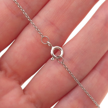 925 Sterling Silver Vintage Real Red Garnet Cable Chain Necklace 18"
