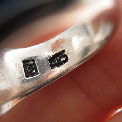 925 Sterling Silver Vintage Enamel Modernist Ring Size 8.25
