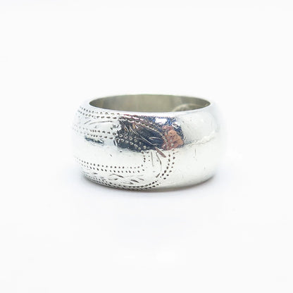 925 Sterling Silver Vintage Etched Band Ring Size 6