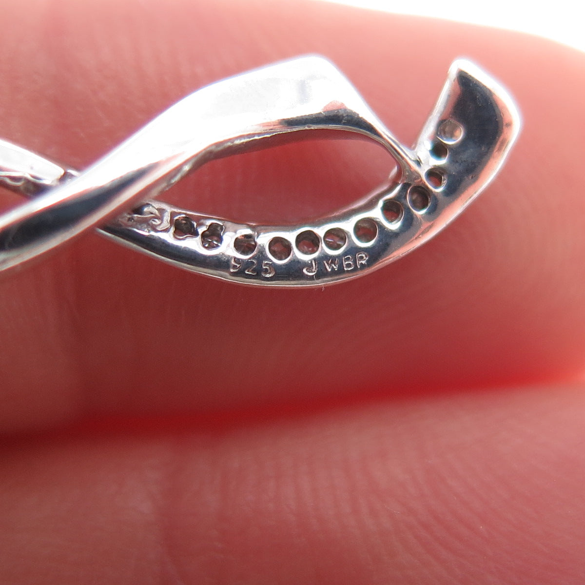 JANE SEYMOUR 925 Sterling Silver Real Diamond Twisted Ribbon Slide Charm Pendant