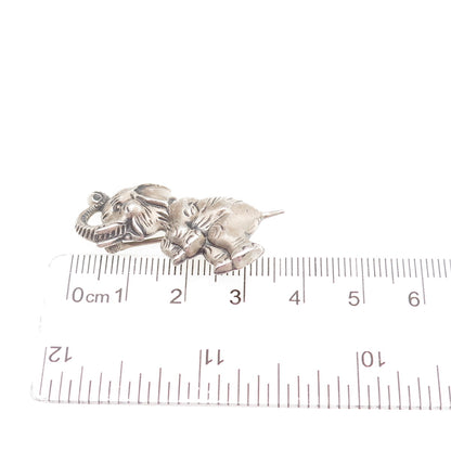 BEAU 925 Sterling Silver Vintage Elephant Oxidized Pin Brooch
