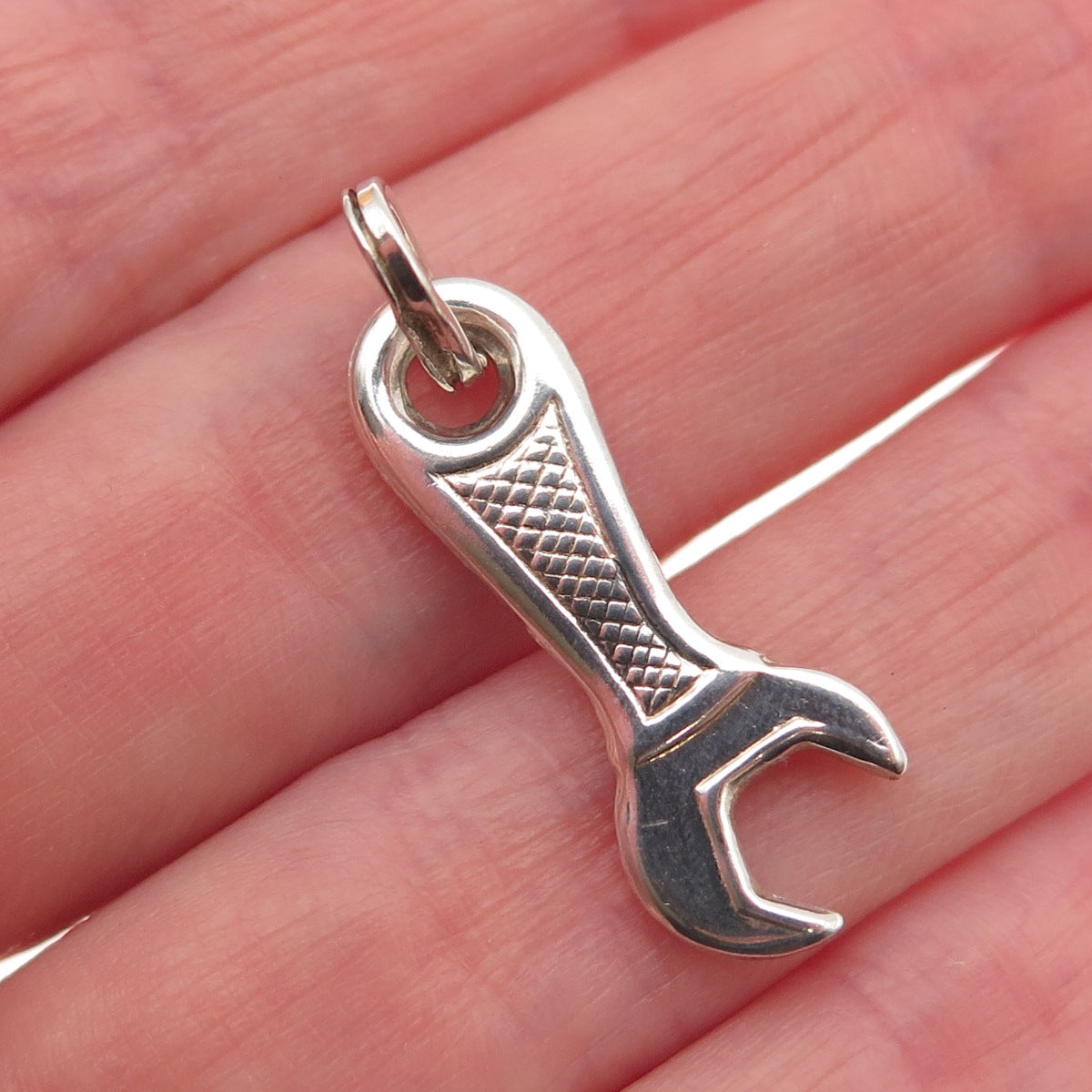 925 Sterling Silver Vintage Wrench Charm Pendant