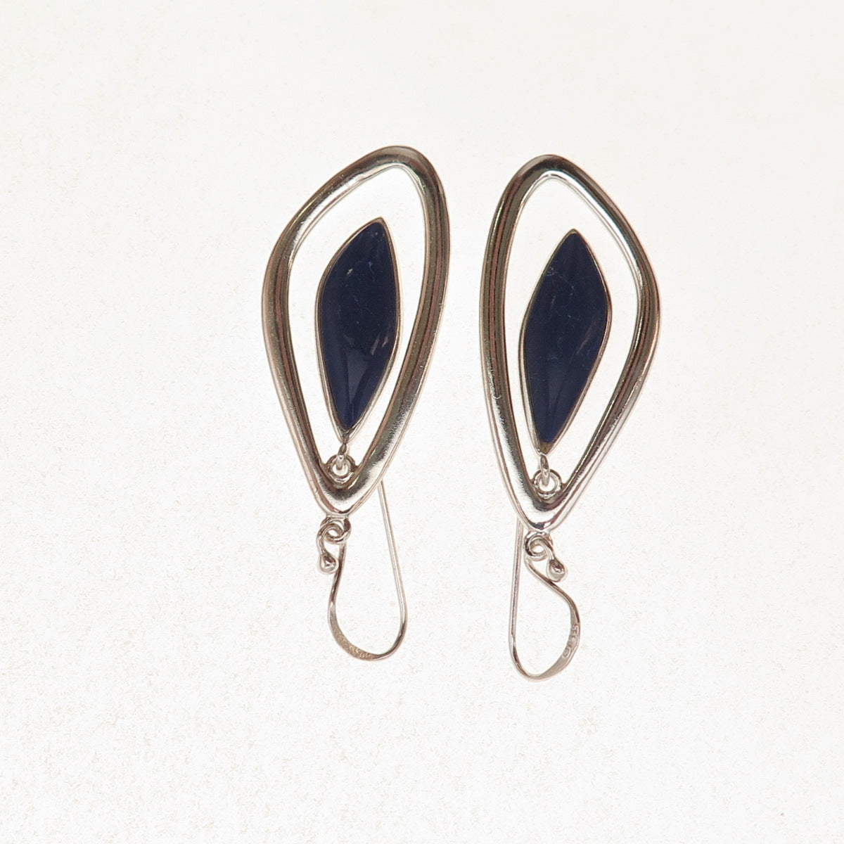 Boma 925 Sterling Silver Vintage Real Lapis Modernist Dangle Earrings