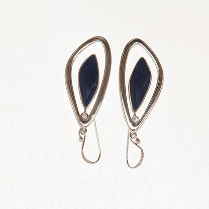 Boma 925 Sterling Silver Vintage Real Lapis Modernist Dangle Earrings