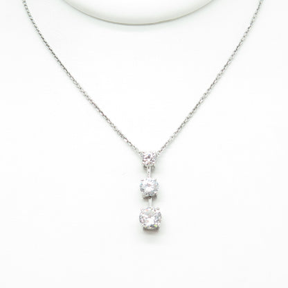 925 Sterling Silver Round-Cut C Z Graduated Drop Cable Chain Necklace 16"