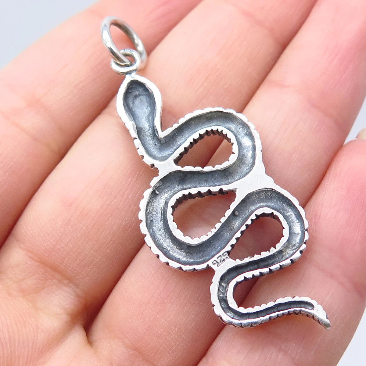 925 Sterling Silver Vintage Snake Crawl Pendant