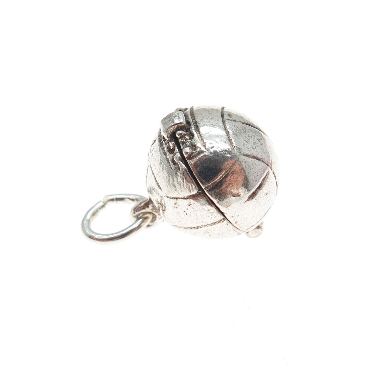 925 Sterling Silver Vintage Basketball Oxidized Minimalist Locket Charm Pendant