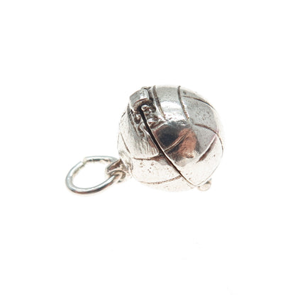 925 Sterling Silver Vintage Basketball Oxidized Minimalist Locket Charm Pendant