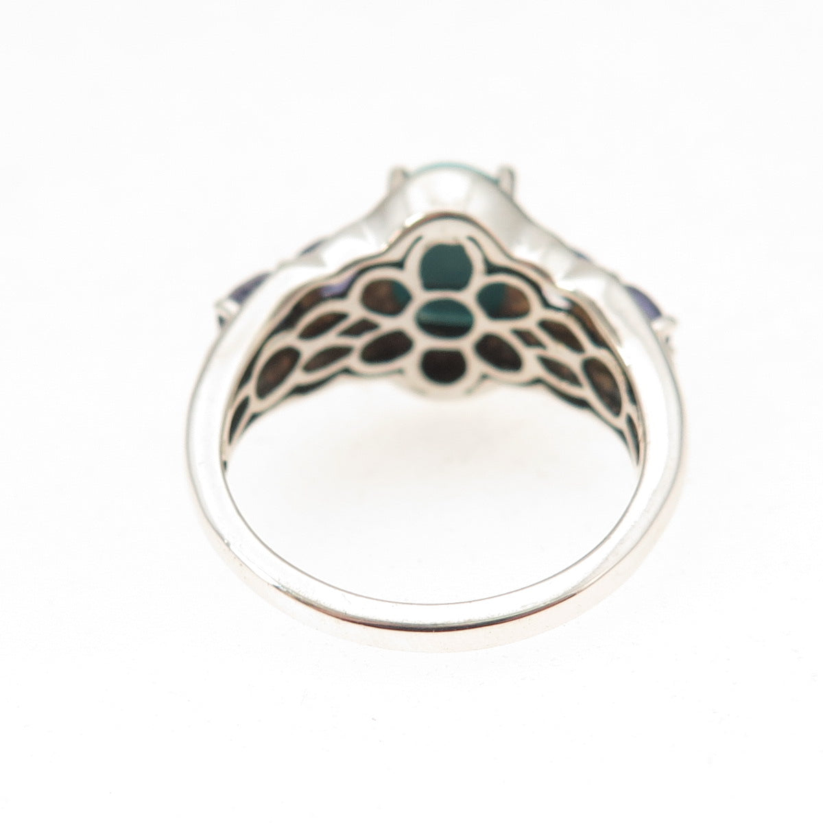 Chuck Clemency 925 Sterling Real Sleeping Beauty Turquoise & Iolite Ring Size 7