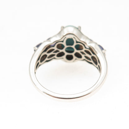 Chuck Clemency 925 Sterling Real Sleeping Beauty Turquoise & Iolite Ring Size 7