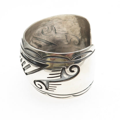 Kelvis Josh Navajo Old Pawn Sterling Silver Vintage Adjustable Bracelet 6.75"