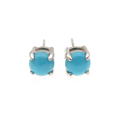 925 Sterling Silver Real Sleeping Beauty Turquoise Stud Earrings