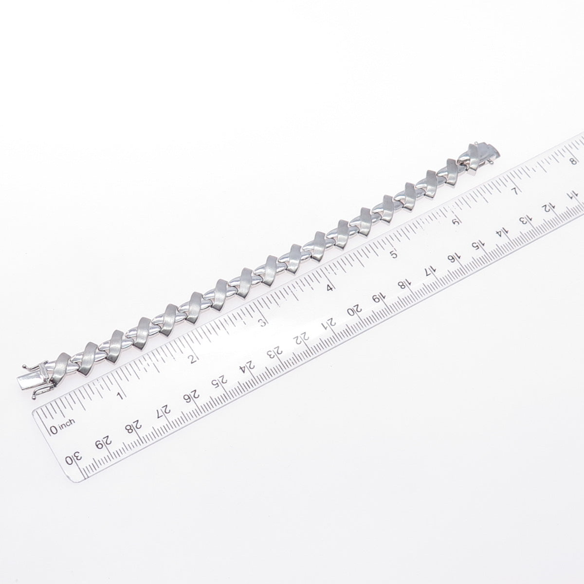 925 Sterling Silver X Shape Link Bracelet 6.5"