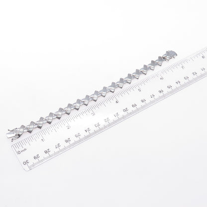 925 Sterling Silver X Shape Link Bracelet 6.5"