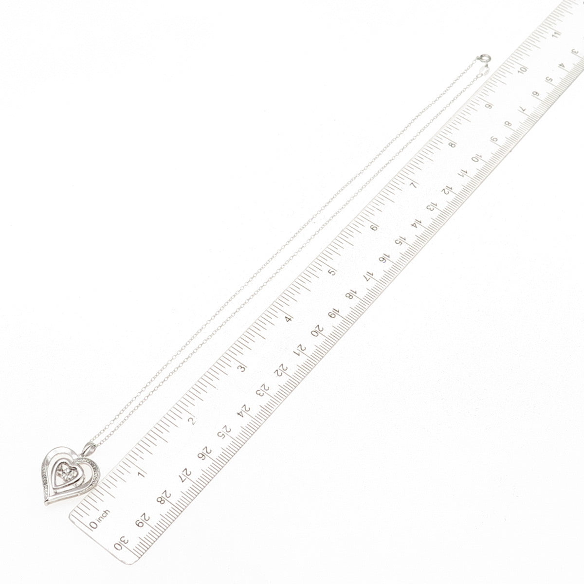 Sun 925 Sterling Silver Real Round-Cut Diamond Heart Cable Chain Necklace 18"