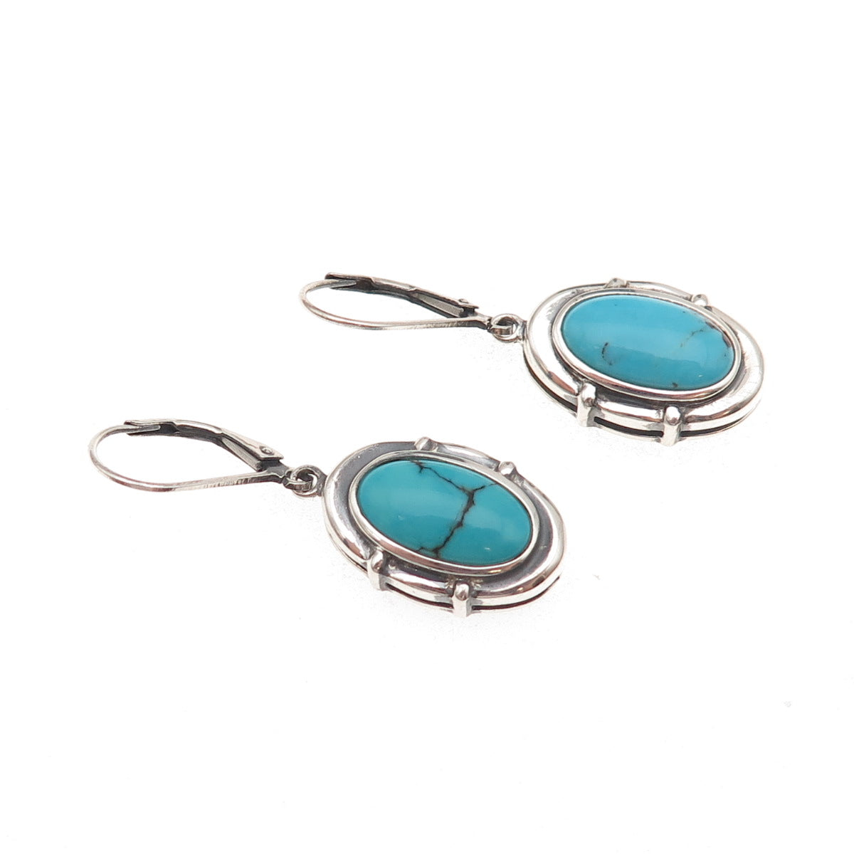 Whitney Kelly 925 Sterling Silver Vintage Real Turquoise Dangle Earrings