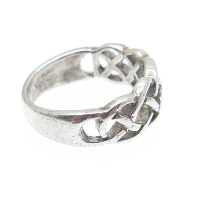 925 Sterling Silver Vintage Celtic Knot Oxidized Ring Size 8.75