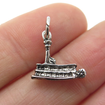 925 Sterling Silver Vintage Paddle Boat Oxidized Minimalist Charm Pendant