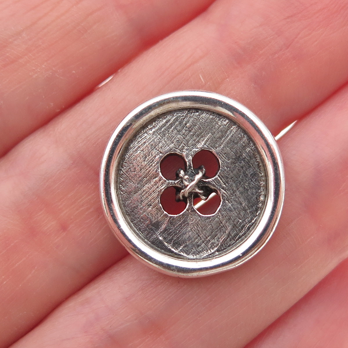 Otto Robert Bade 925 Sterling Silver Vintage Oxidized Button