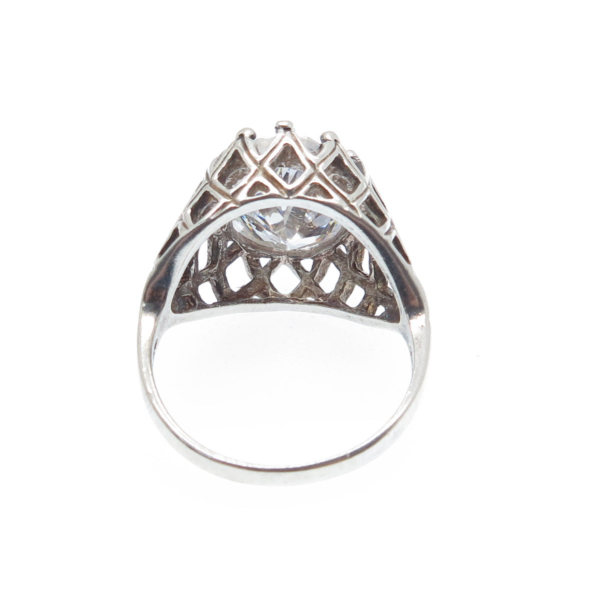 KABANA 925 Sterling Silver Vintage Oval-Cut C Z Woven Oxidized Ring Size 8