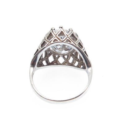 KABANA 925 Sterling Silver Vintage Oval-Cut C Z Woven Oxidized Ring Size 8