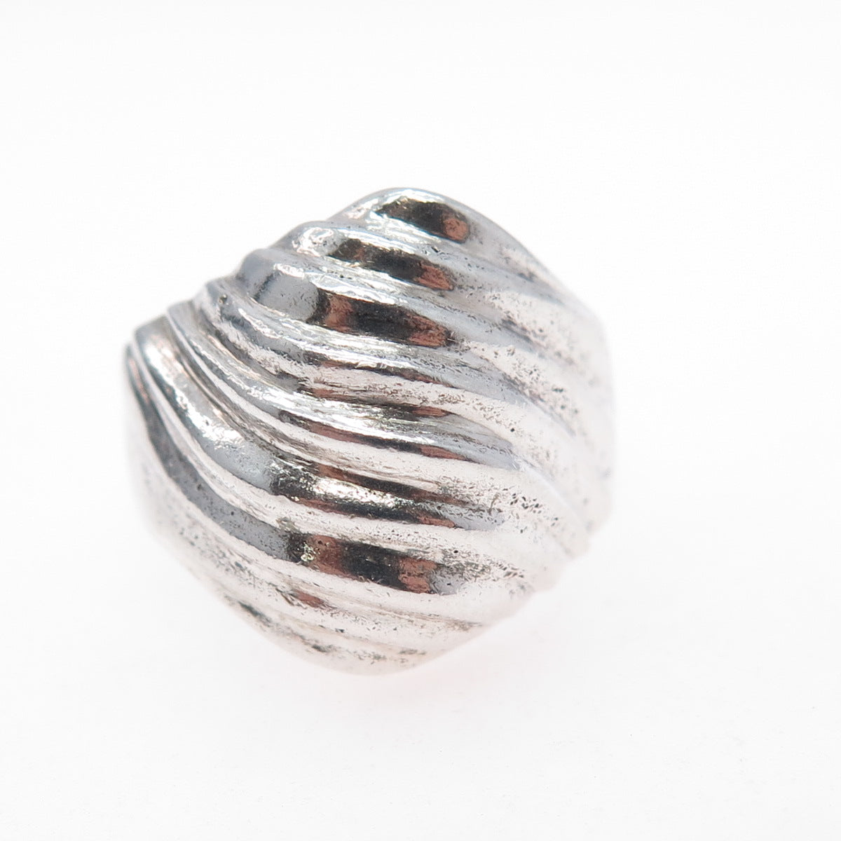 925 Sterling Silver Vintage Mexico Modernist Wavy Dome Ring Size 8.5