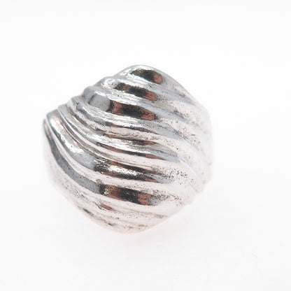 925 Sterling Silver Vintage Mexico Modernist Wavy Dome Ring Size 8.5